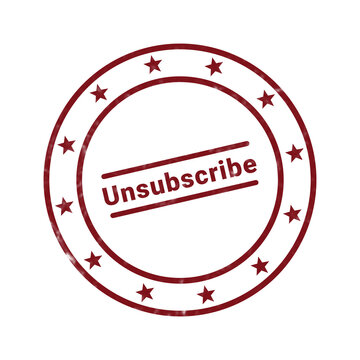 Vintage unsubscribe stamp with red circular border and dotted line