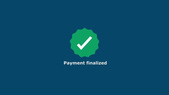 Payment finalized animation with green checkmark icon for e-commerce and fintech apps