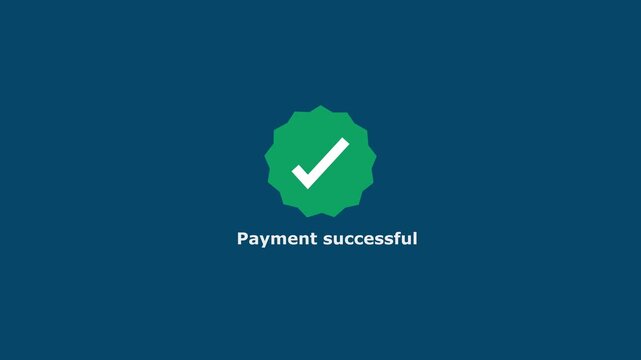 Payment successful animation with green checkmark icon for e-commerce and digital transactions