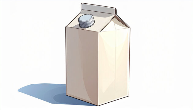 Milk carton with cap on white background