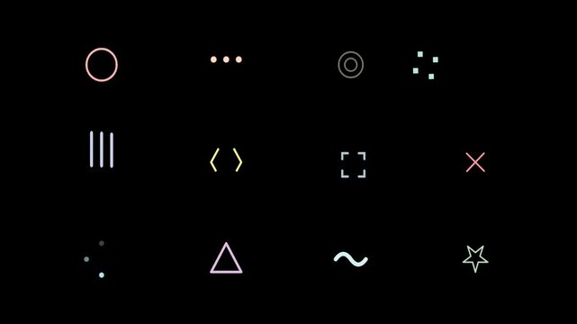 Professional Collection of Twelve Animated Motion Graphic Shapes for Video Production and Design, 4K High Quality Abstract Visual Elements