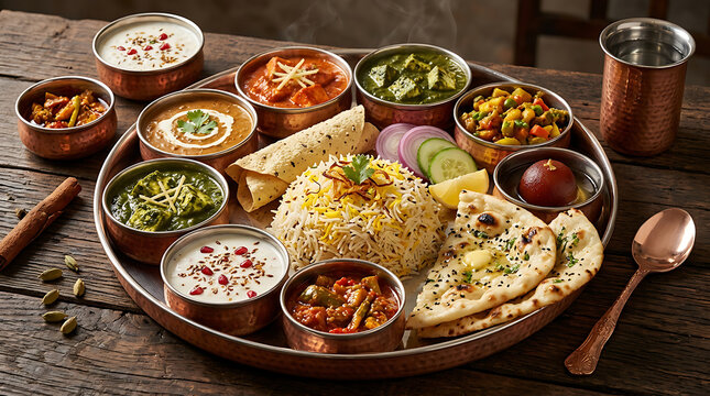 Colorful assortment of traditional mediterranean mezze dishes on wooden table with rustic background