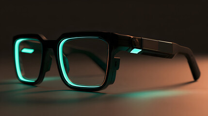 Obraz na płótnie Canvas Smart Glasses Temple Arm Glowing Softly With A Touch-Sensitive Panel
