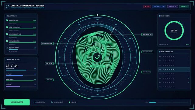 Cybersecurity Radar Monitoring Network Activity, Detecting Cyber Attacks and Digital Threats with Futuristic Security Technology Animation