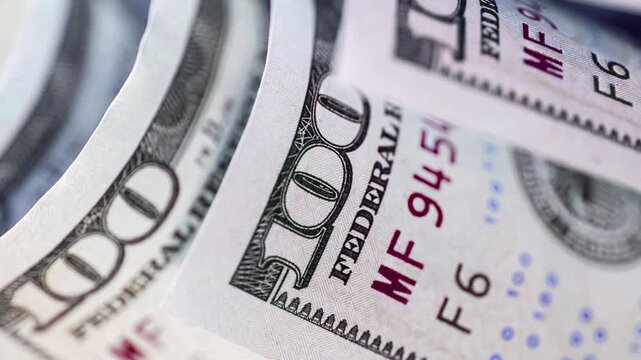 Colorful creative art animation. 100 US dollar bills money concept. Stylish financial art banner.