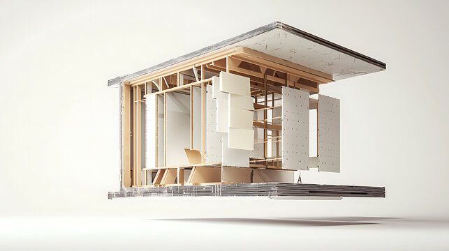 Detailed architectural model showing the complex cross section and structure of a modern sustainable building design