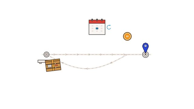 Animated Delivery Pathing Showing Logistics and Supply Chain Operations