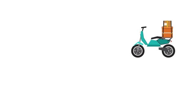 Animated Delivery Scooter Moving on White Background