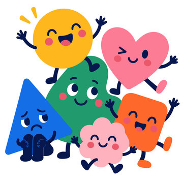 Colorful geometric characters with expressive faces