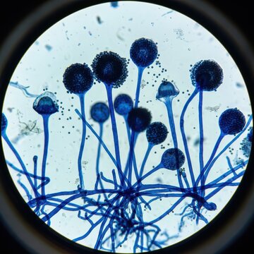 Light Micrograph Of Rhizopus Bread Mold Sporangium Highlighting Fungal Reproduction And Hyphae Networks For Biological Research   