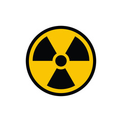 Radioactive warning yellow circle sign. Radioactivity Warning  symbol © Karim