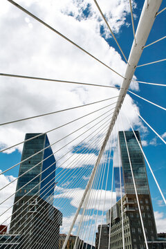 Modern Architecture Framed by Suspension Cables