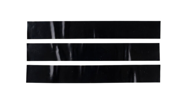 Three black duct tape strips isolated on transparent background