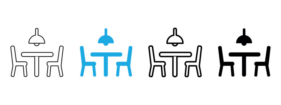 Dining table and chairs with pendant lamp icon
