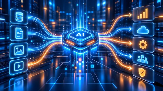 Artificial Intelligence Processor Distributing Multi Media Files to Business Platforms