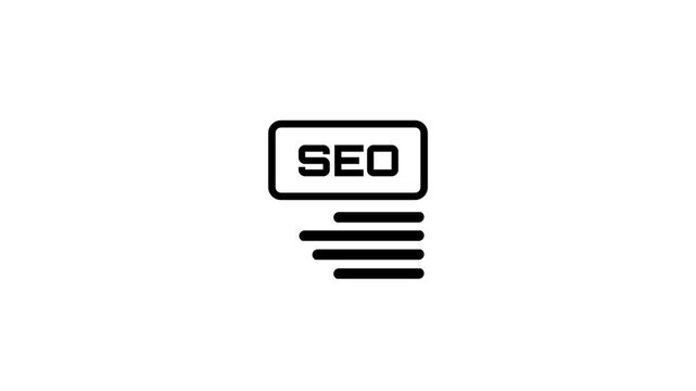 SEO text icon with aligned lines, ideal for search engine optimization, marketing, keyword research, content ranking, website traffic and visibility