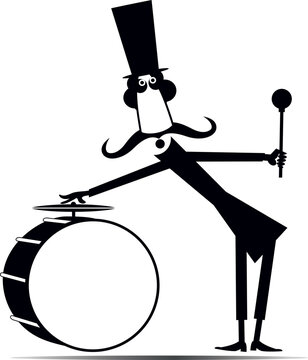 Man in the top hat, big drum and loud music