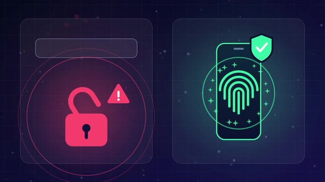 Password vs passkey cybersecurity concept animation, secure login