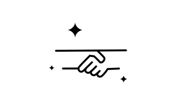 Handshake icon with sparkles and a horizontal line, ideal for partnership, agreement, business deal, collaboration, trust, teamwork and cooperation