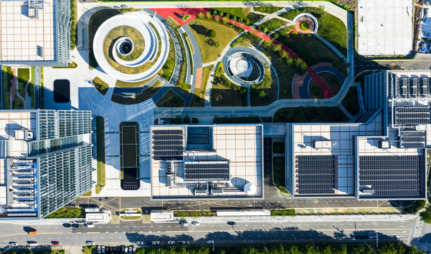 Office Building Rooftop With Solar Panels