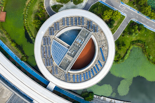 Circular Building With Solar Panels