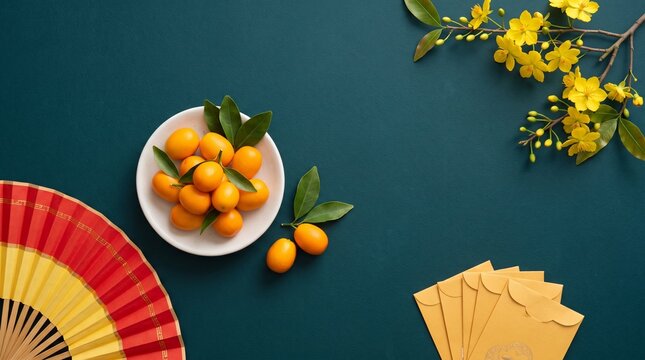 Celebrating the lunar new year with traditional symbols of prosperity and good fortune
