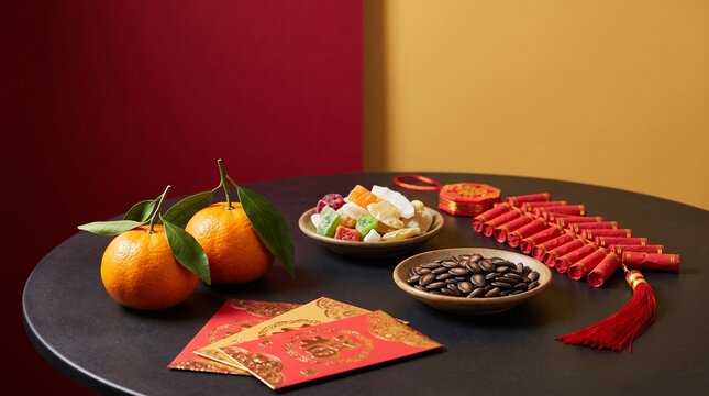 Celebrating the lunar new year with traditional foods red envelopes and vibrant decorations for good fortune