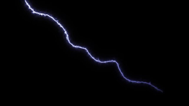 Simple energy thunder storm lightning bolt transition on black background, Explosions animated electric thunder strike element vfx effect use for cartoon overlays in 4K