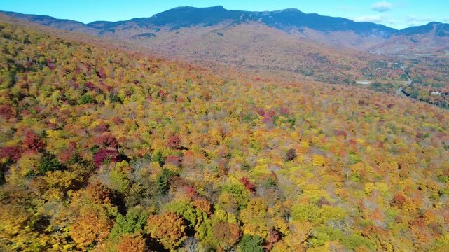 Beautiful fall foliage colors in Vermont from a drone