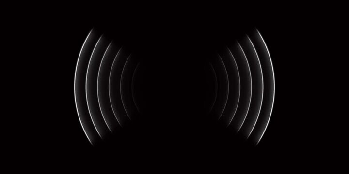 Abstract neon circle radio waves looping background. Abstract neon radio waves signal.Radio wave signal, radar concept.Radio waves seamless animation background video with alpha chanel.4k video