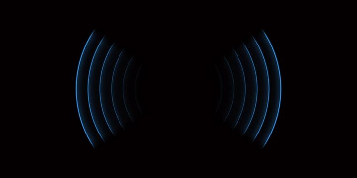 Abstract neon circle radio waves looping background. Abstract neon radio waves signal.Radio wave signal, radar concept.Radio waves seamless animation background video with alpha chanel.4k video
