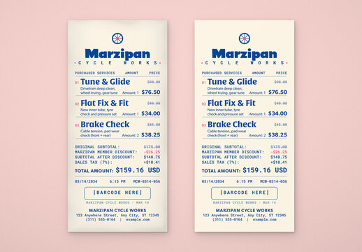 Retro Receipt Template, Editable Vintage Retail Invoice, Bill & Sales Slip with Itemized Billing for Shops & Small Businesses