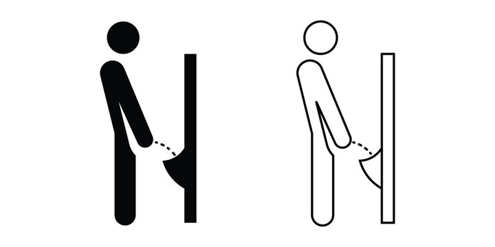 Simple male urinal restroom sign pictogram vector illustration