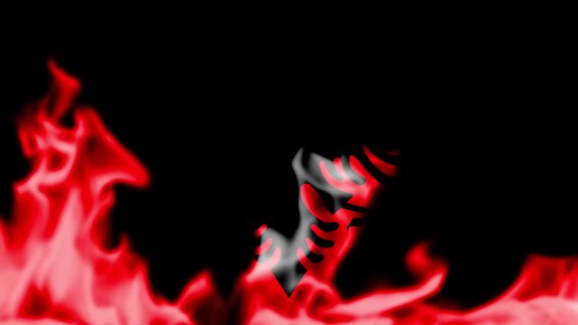 Abstract red flames and glowing fire effects on a dark black background, creating a dynamic and intense fiery border or frame