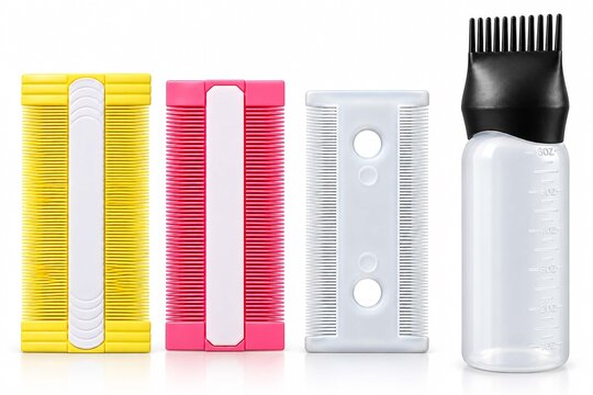 Colorful hair combs and plastic applicator bottle for hair dye