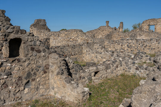 Ancient Ruins of Pompeii Archaeological Site Near Mount Vesuvius, Italy