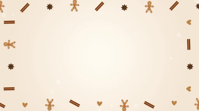 Seamless christmas gingerbread man and spice border loop background