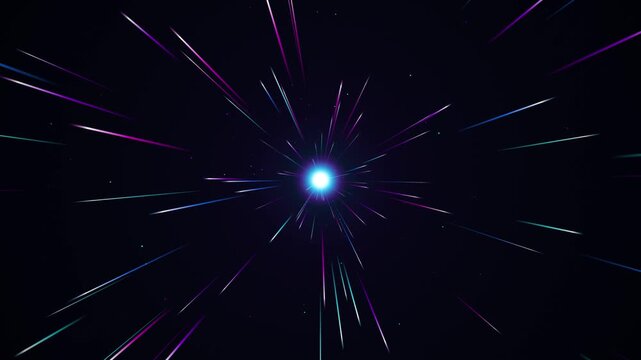 Hyperspace starfield warp effect, blue light speed travel, cinematic space background, futuristic sci-fi flight animation loop,
