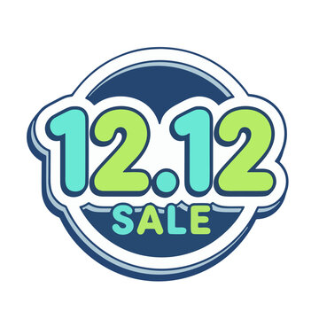 Sale emblem displaying large numbers inside a round blue and green decorative frame.
