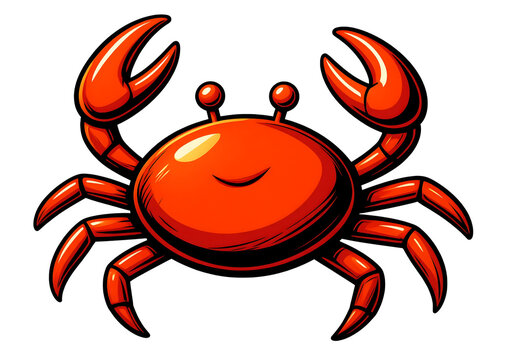 Red crab vector illustration, cute cartoon sea animal mascot