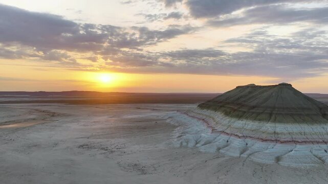 Bokty Mountain Beneath a Golden Sunset and Cloudy Sky