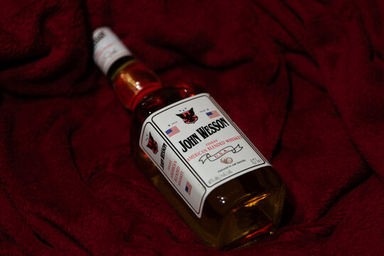 Bucharest Romania 10 October 2026.John Wesson whisky bottle presented as a spirits product, highlighting its distinctive packaging, bottle design and label details.