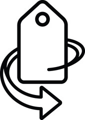 Fototapeta premium Minimalist Outline Icon of a Price Tag With a Curved Arrow Representing Price Drop Discount and Sale Promotions