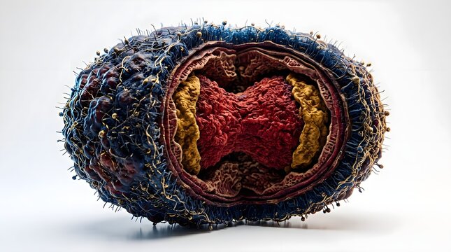3D Illustration Cross Section of Poxvirus Showing Internal Core Structure