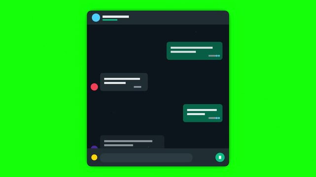 Dark mode messaging interfaces display on green screen background