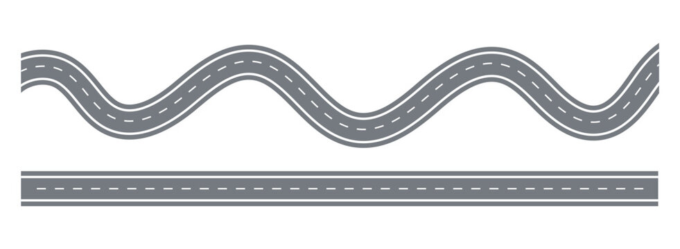 Top view on road map. Curve highway roadway. Direction, transportation set. Abstract concept graphic element. Vector illustration.