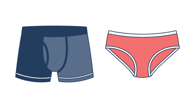 Boxer briefs and bikini underwear vector illustration with white background