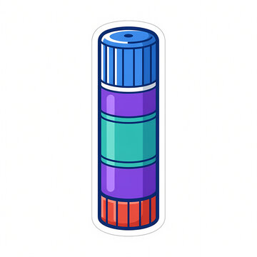 Colorful glue stick illustration, a versatile stationery tool for school, office, and DIY craft projects, isolated vector style sticker icon on a clean white background.