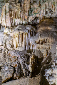 Unique calcite formations inside Postojna Cave, Slovenia