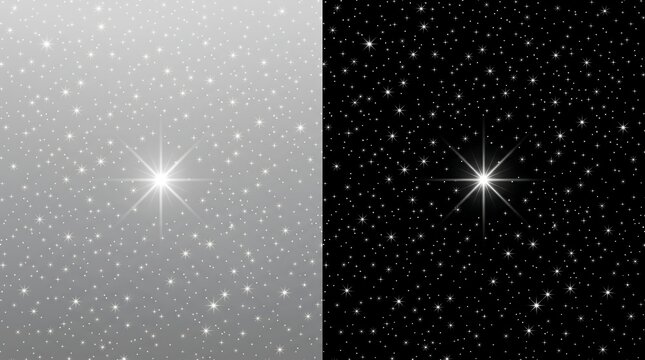 Sparkling starburst background pattern presented in side by side light and dark versions